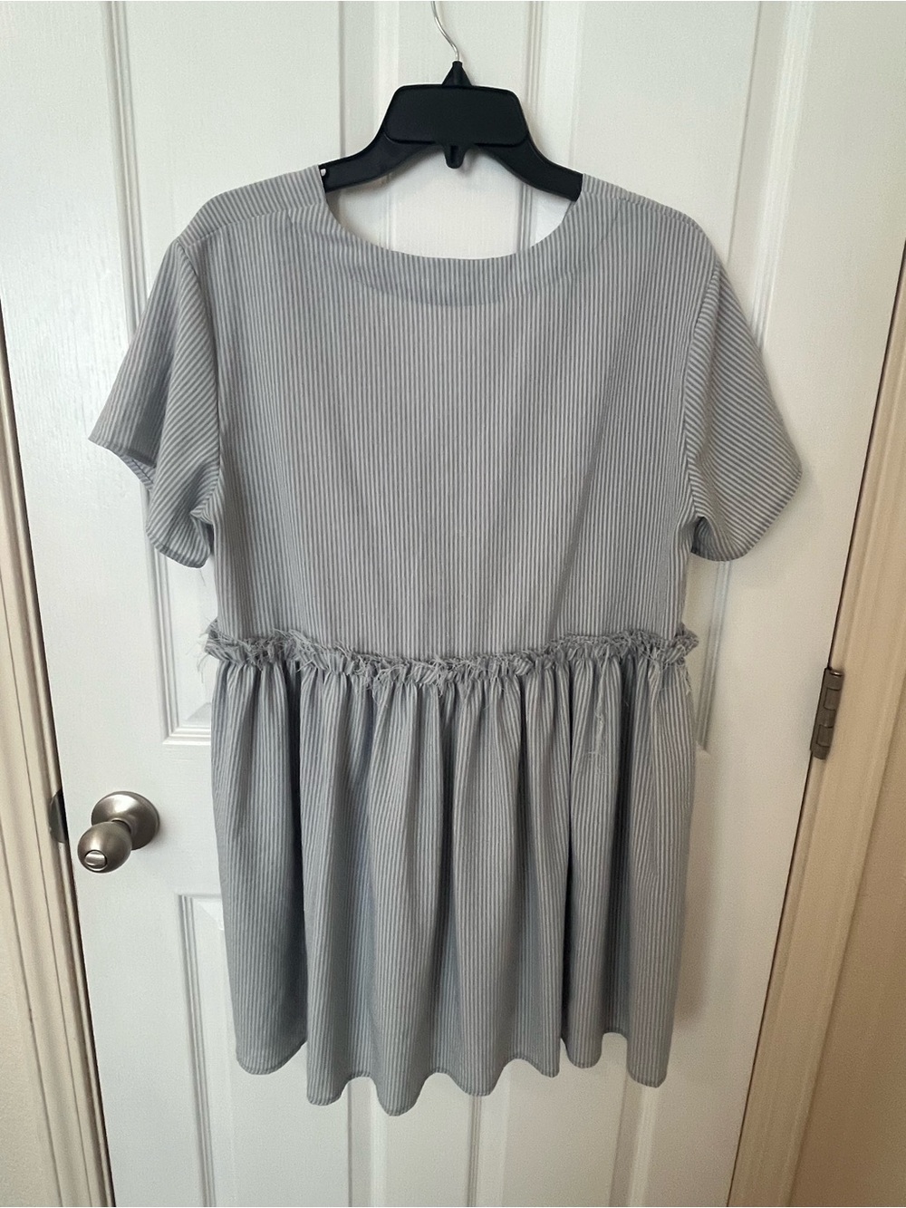 Hazel light/dark blue Pinstripe Tie-Front Babydoll Dress/Top - Picture 3 of 3